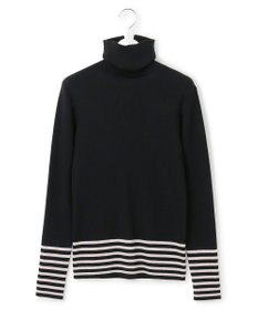 23区 L 【見上愛さん着用/VERY掲載/洗える】ウーステッドウール リブタートル ボーダー ニット