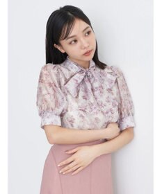 earth music&ecology フラワー柄シアーパフブラウス