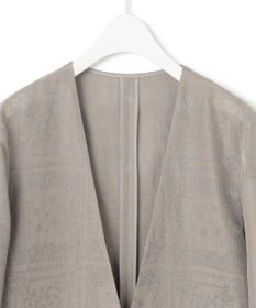 ICB 【日本製・洗える】ペイズリーレノクロス ノーカラージャケット