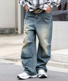 WEGO 【S～Lサイズ展開/ウエスト調整可】パラシュートデニムパンツ