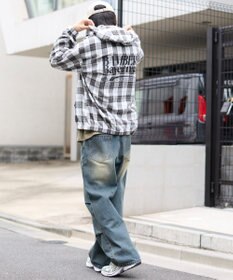 WEGO 【S～Lサイズ展開/ウエスト調整可】パラシュートデニムパンツ