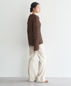 earth music&ecology メッシュレース襟付きカーディガン