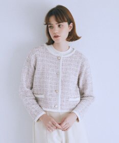 Maison de FLEUR ツイードニットカーディガン