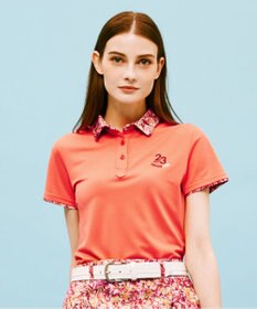 23区GOLF 【WOMEN】無地×プランティカプリント 半そでポロシャツ