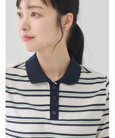 earth music&ecology 襟付きボーダープルオーバー