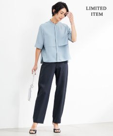 ICB 【WEB限定・洗える】 シルキーツイル クロップドシャツ