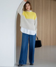 23区 S 【洗える】ウールカシミヤ カラーブロック バルキー ニット