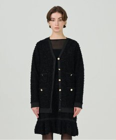 GRACE CONTINENTAL ツイードバイカラーニットカーディガン