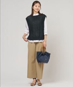 J.PRESS LADIES 麻シェルドライ ワイド ストレート パンツ