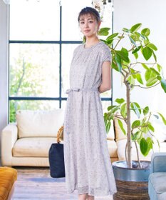 Tiaclasse L 【洗える】花柄シフォン衿ギャザーワンピース