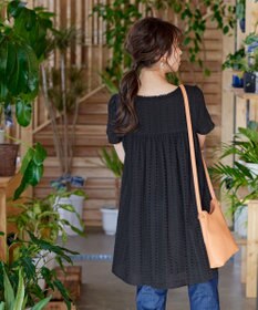 Tiaclasse L 【洗える】カットレースチュニックブラウス