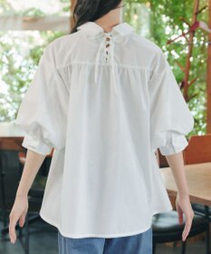 Tiaclasse 綿混ローン袖バルーンブラウス