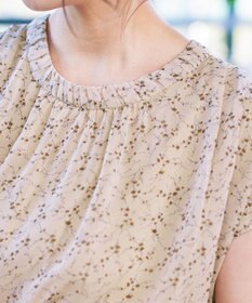 Tiaclasse L 【洗える】花柄シフォン衿ギャザーワンピース