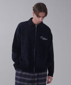 WEGO 【ユニセックス着用ITEM】ベロアモールワンポイントZIPカーディガン