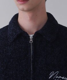 WEGO 【ユニセックス着用ITEM】ベロアモールワンポイントZIPカーディガン