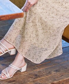 Tiaclasse L 【洗える】花柄シフォン衿ギャザーワンピース