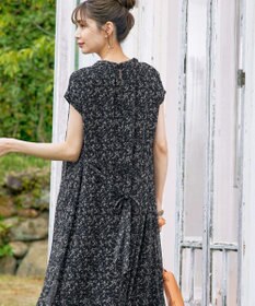 Tiaclasse L 【洗える】花柄シフォン衿ギャザーワンピース