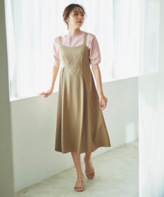 Feroux 【洗える】プリーツコンビ ジャンパースカート