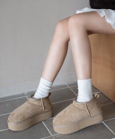 WEGO 【25年秋冬新作/あったかブーツ】厚底ムートンタッチブーツ