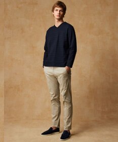 JOSEPH ABBOUD 【キングサイズ・オーガニックコットン使用・日本素材・日本縫製】 オーガニックヘリンボ-ンリンクス Vネック Tシャツ