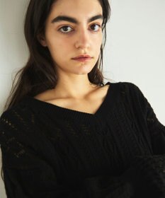 GRACE CONTINENTAL レース編ルーズニットトップ