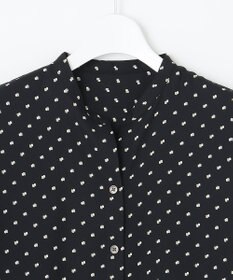 自由区 【セット可/洗える】ダブルスクエアプリント バンドカラーブラウス