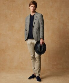 JOSEPH ABBOUD 【キングサイズ・オーガニックコットン使用・日本素材・日本縫製】 オーガニックヘリンボ-ンリンクス Vネック Tシャツ