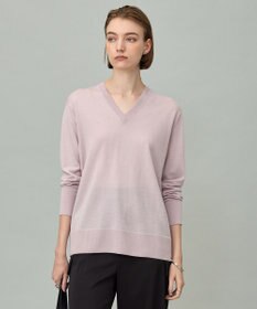 ICB L 【洗える】コンパクトファインウール Vネックニット シェルピンク系
