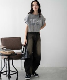 WEGO 【洗える】ヴィンテージウォッシュロールアップショートTシャツ