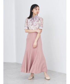 earth music&ecology フラワー柄シアーパフブラウス