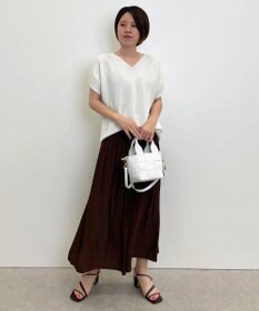 自由区 L 【セットアップ可/洗える】ブライトサテンライト ギャザーパンツ