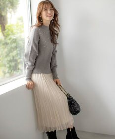 ANY SIS 【洗える】パール調ディテール ニット