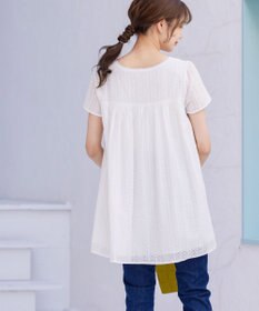 Tiaclasse L 【洗える】カットレースチュニックブラウス