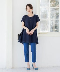 Tiaclasse L 【洗える】カットレースチュニックブラウス