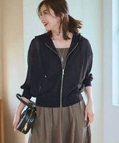 23区 L シャイニーシアーニット ジップアップ パーカー