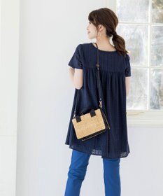 Tiaclasse L 【洗える】カットレースチュニックブラウス