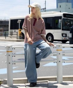 WEGO 【ユニセックス着用ITEM】ボーダーヘンリーネックT（SS）