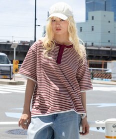 WEGO 【ユニセックス着用ITEM】ボーダーヘンリーネックT（SS）