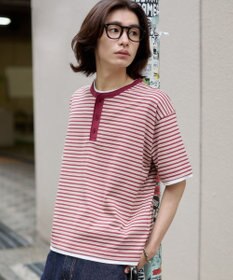WEGO 【ユニセックス着用ITEM】ボーダーヘンリーネックT（SS）