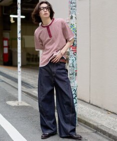 WEGO 【ユニセックス着用ITEM】ボーダーヘンリーネックT（SS）