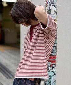 WEGO 【ユニセックス着用ITEM】ボーダーヘンリーネックT（SS）
