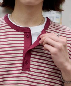 WEGO 【ユニセックス着用ITEM】ボーダーヘンリーネックT（SS）