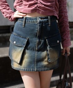 WEGO ヴィンテージウォッシュカーゴミニスカート