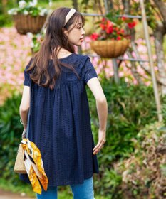 Tiaclasse L 【洗える】カットレースチュニックブラウス