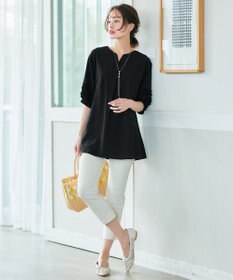 Tiaclasse L 【洗える】フリル付きパフスリーブチュニック