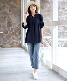 Tiaclasse L 【洗える】フリル付きパフスリーブチュニック