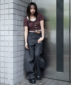 WEGO ヴィンテージライクレースアップT