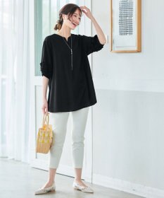 Tiaclasse L 【洗える】フリル付きパフスリーブチュニック