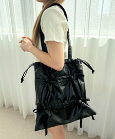 WEGO ドロストリボンギャザートート