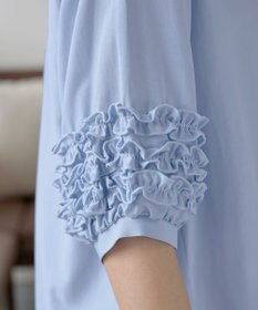 Tiaclasse L 【洗える】フリル付きパフスリーブチュニック